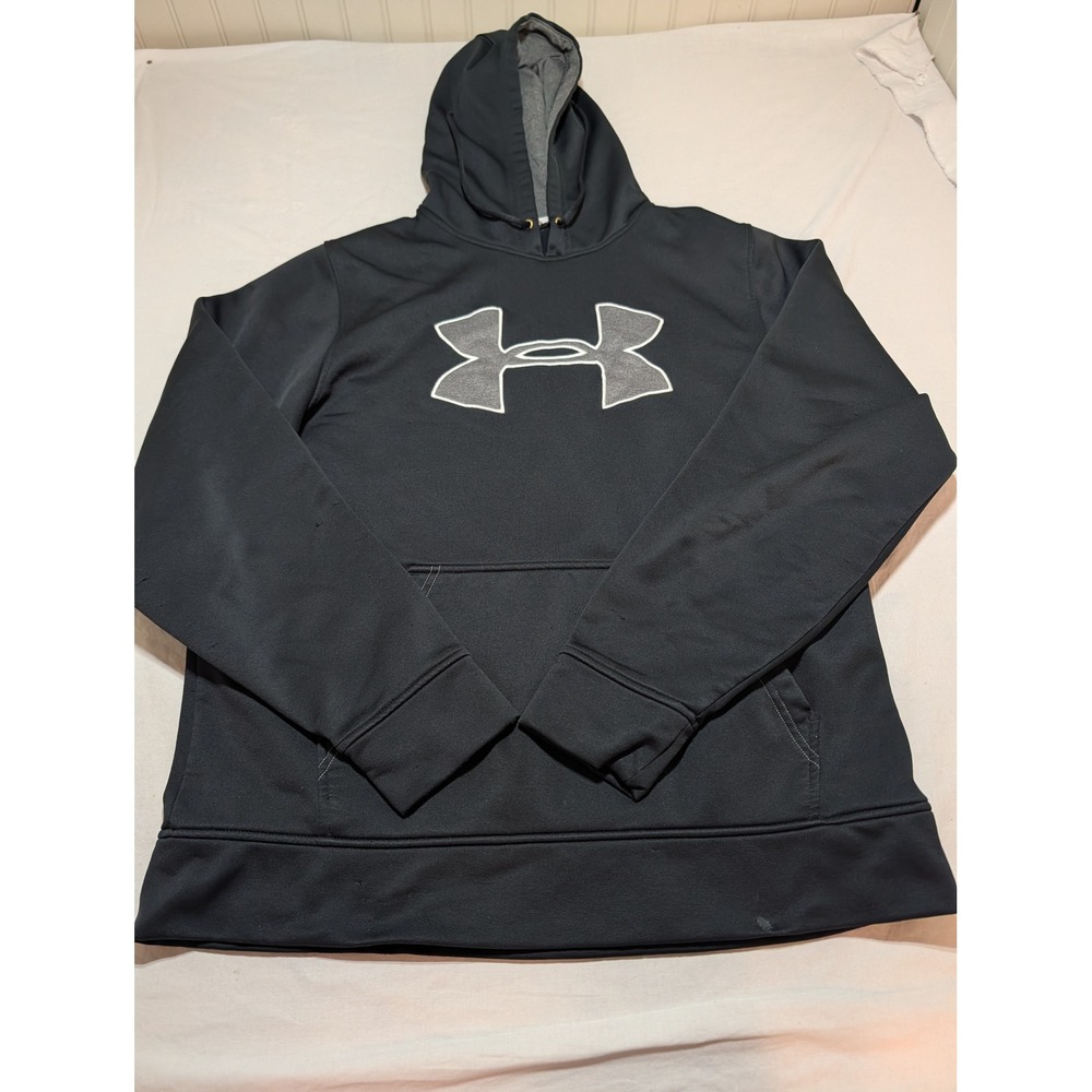 Under Armour Storm Hoodie Mens Medium Black Pullover Logo Sweatshirt 13M1661